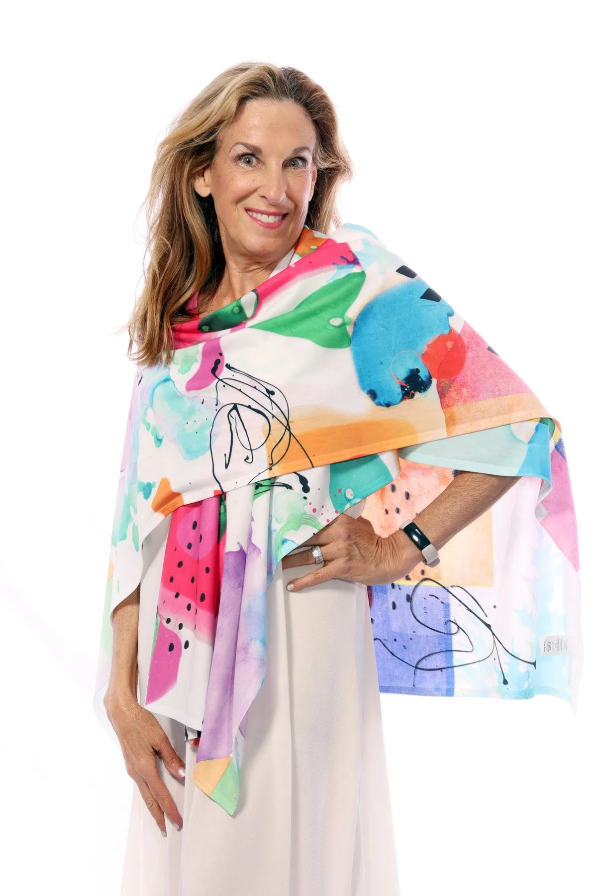 025- ET Lois Bright Multi Color and Shapes Splash Wrap