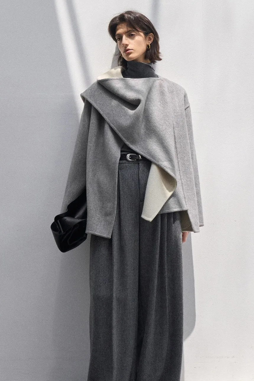 100% wool cape-style multi-way jacket | 4 color