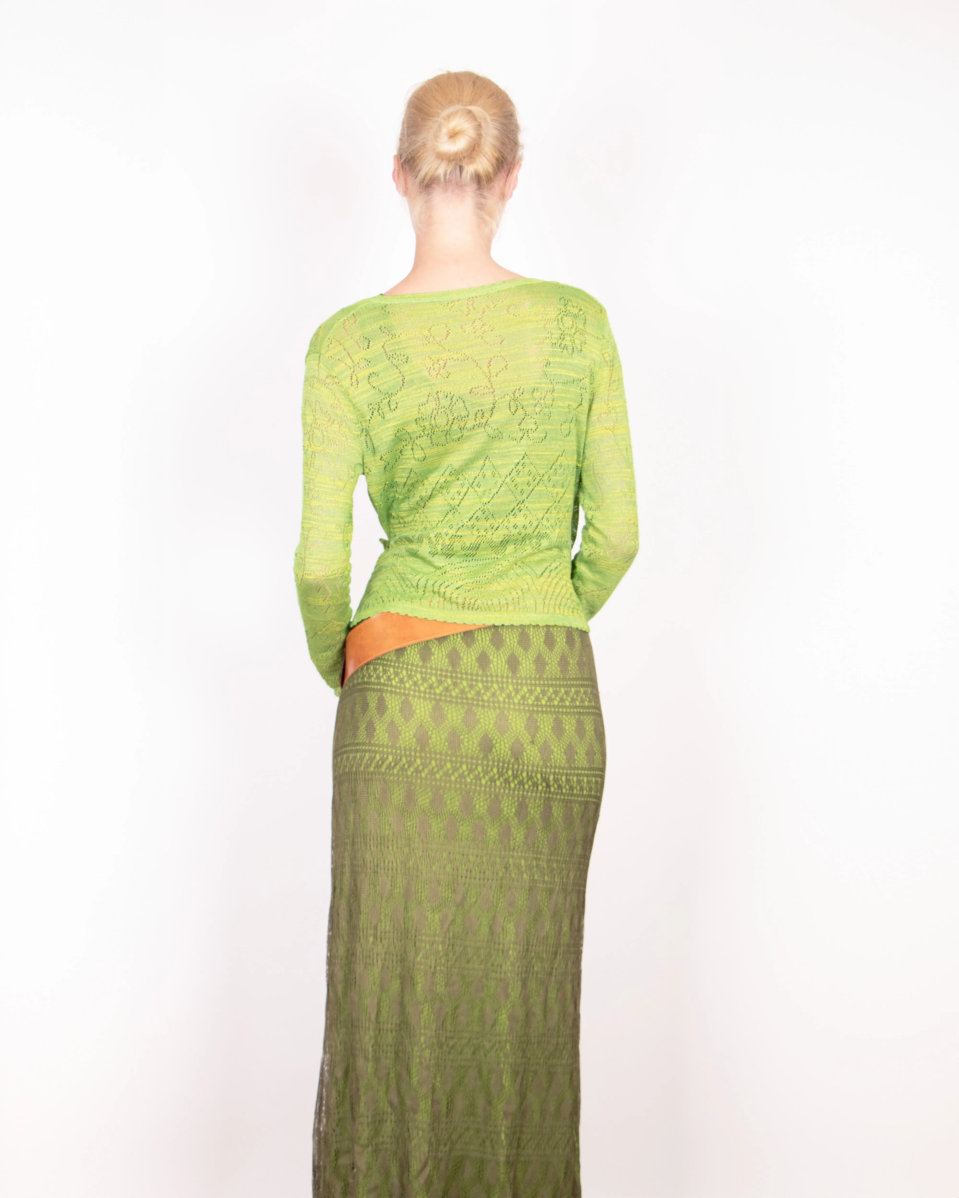 1990s Kenzo Green Knitted Maxi dress S