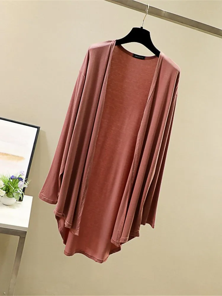 2022 Spring Summer Casual Loose Women New Cardigan Long Sleeve Modal Thin Coat Shirt Summer Female Sun Protection Clothing Y6582