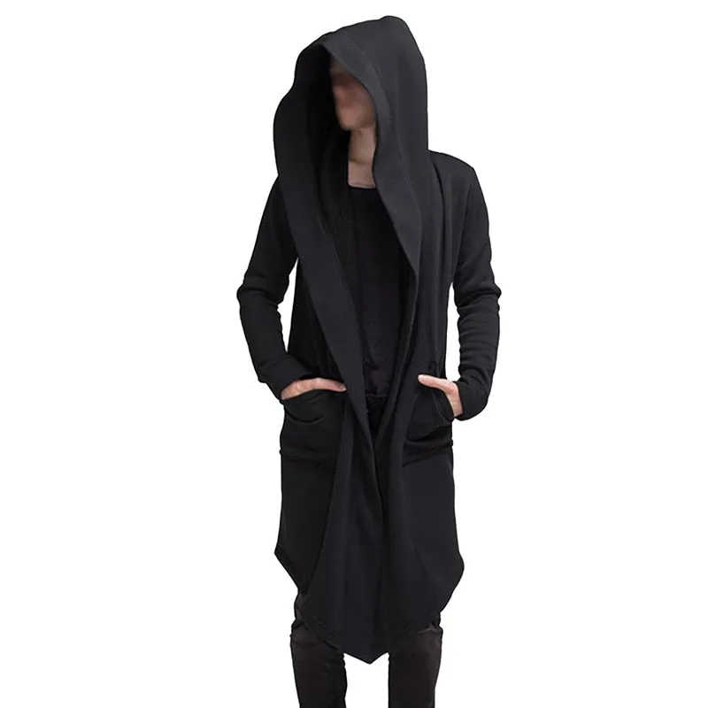 2023 Autumn Winters In Europe And The New men's Coat Long Cardigan Cape Coat Hooded Cotton Blended Long Sweater Men Coats