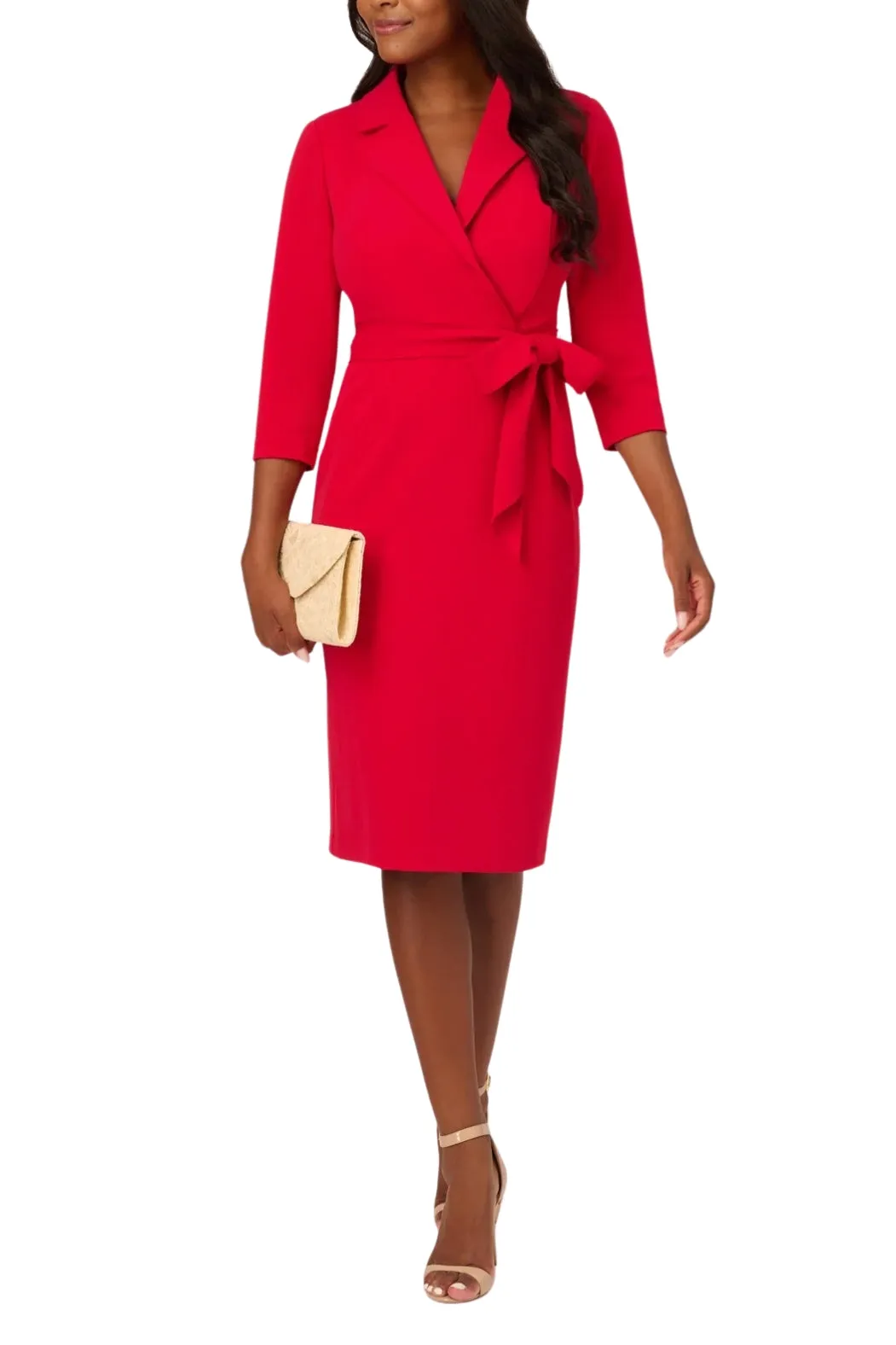 Adrianna Papell wrap front crepe sheath dress