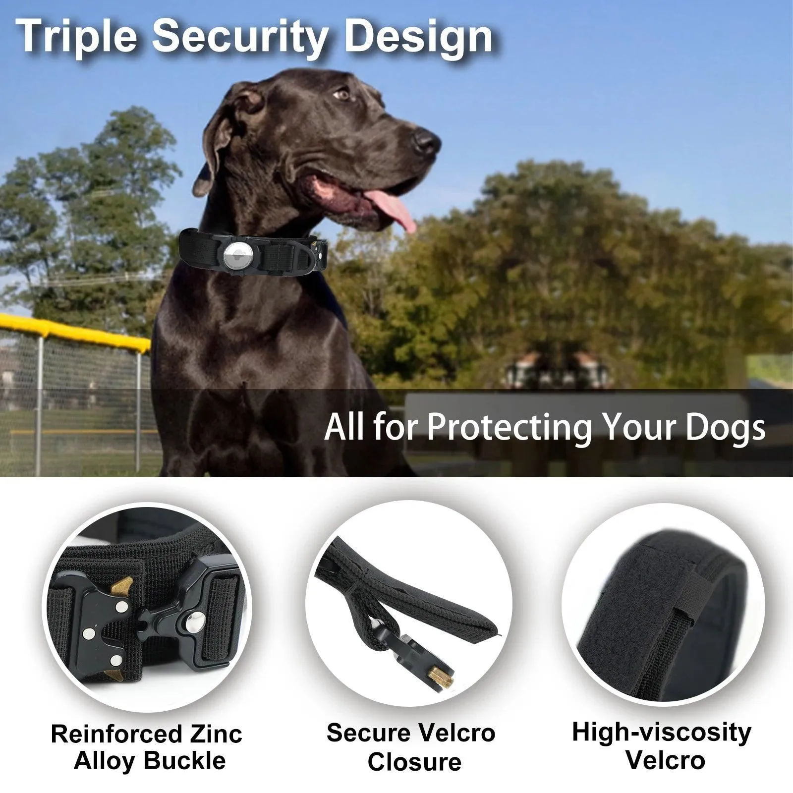 AirTag Tactical Dog Collar with Handle: Enhanced Security & Comfort