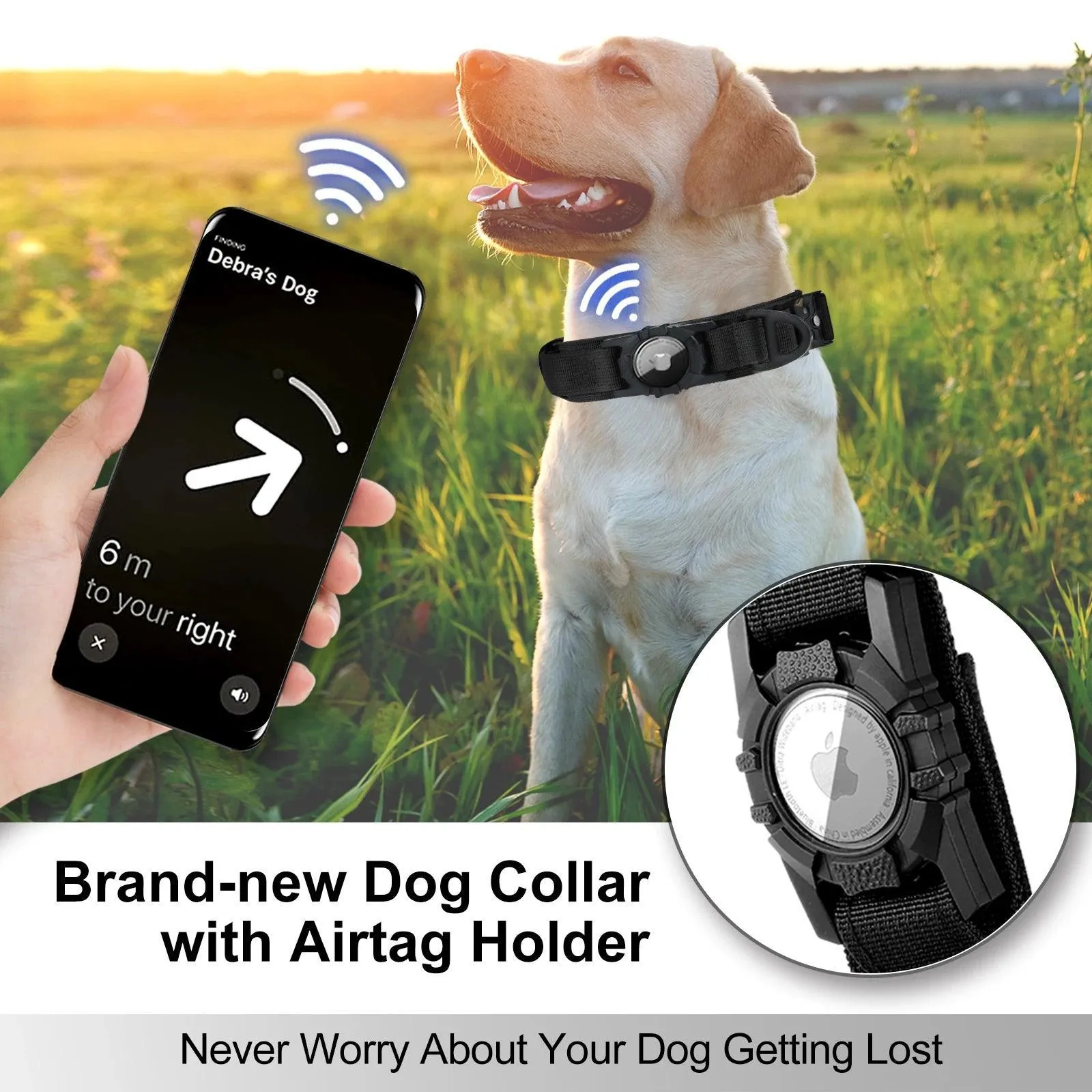 AirTag Tactical Dog Collar with Handle: Enhanced Security & Comfort