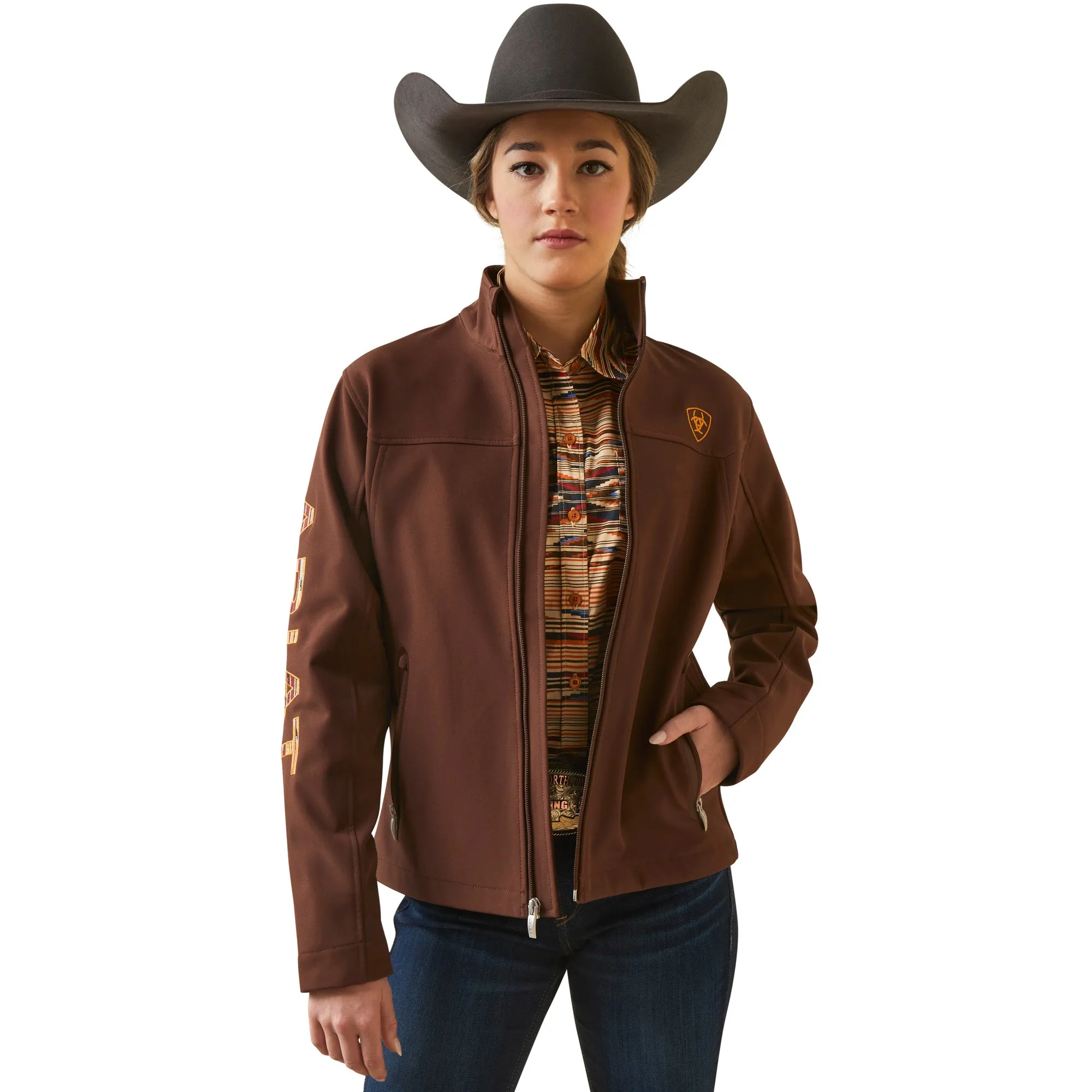 Ariat Ladies Team Logo Chimayo Shaved Chocolate Softshell Jacket 10046017