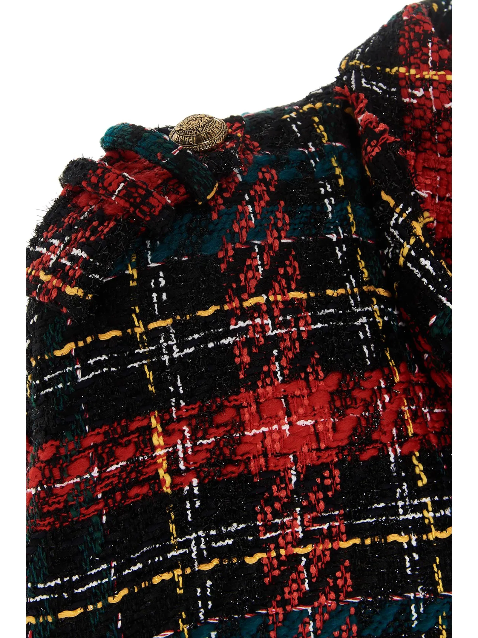 Balmain Tartan Tweed Cape Coat