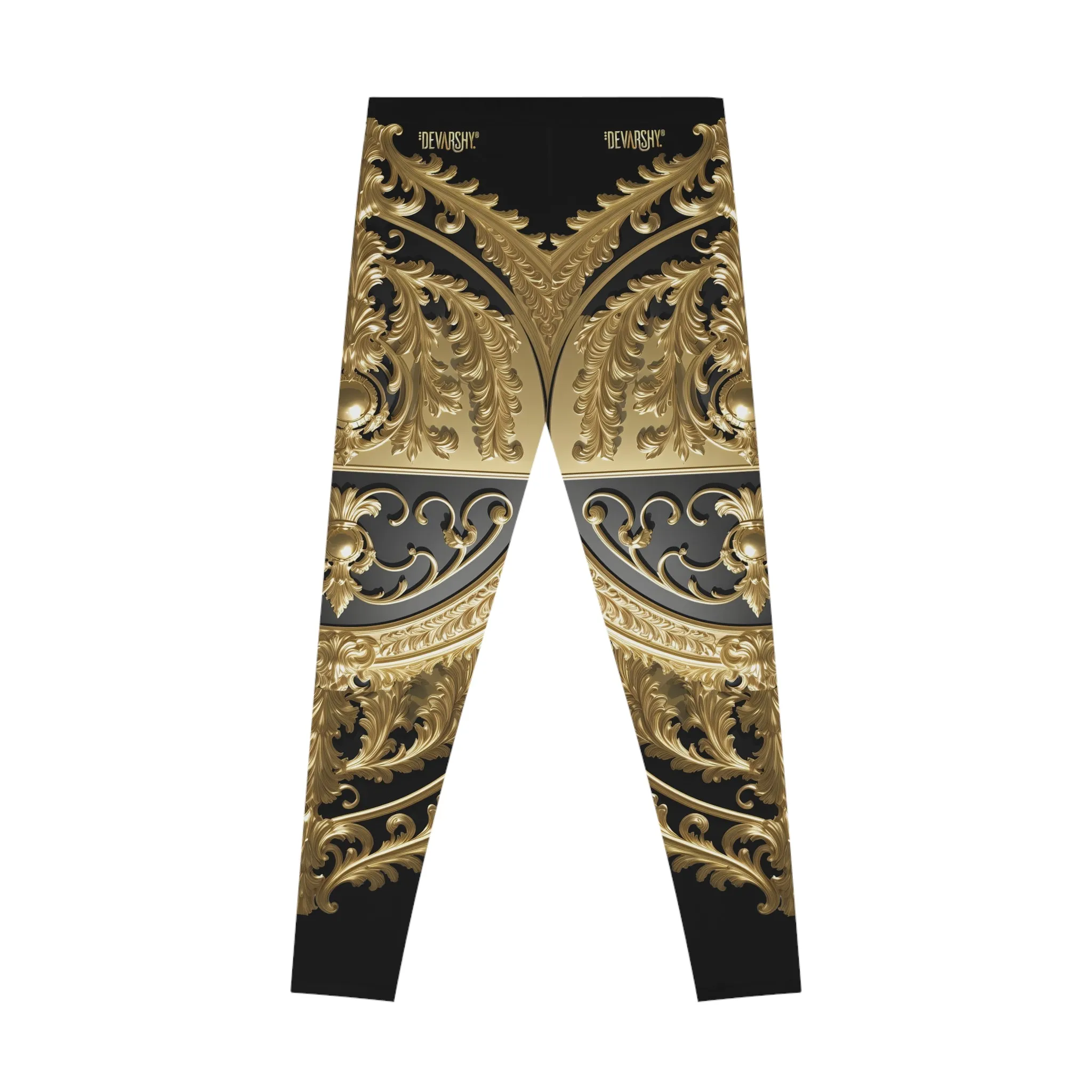 Baroque Leggings Decorative Gold Leggings Spandex Women Leggings Casual Wear Leggings Women Lounge Wear | X3454