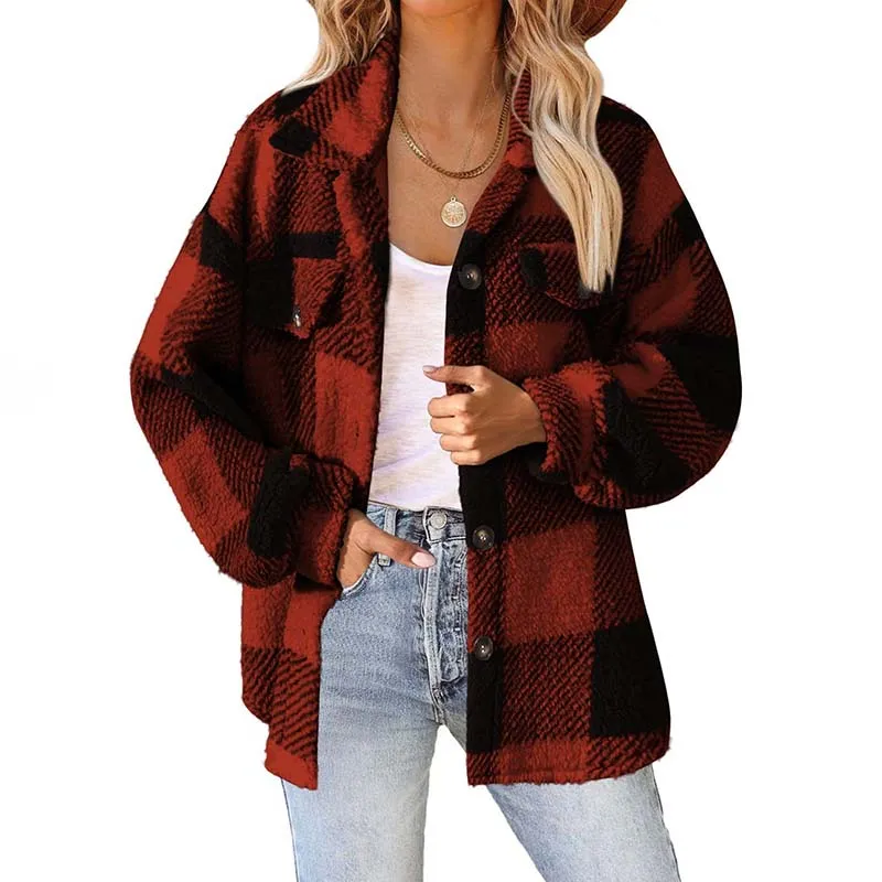 BerryBetty - Casual Warm Plaid Coat