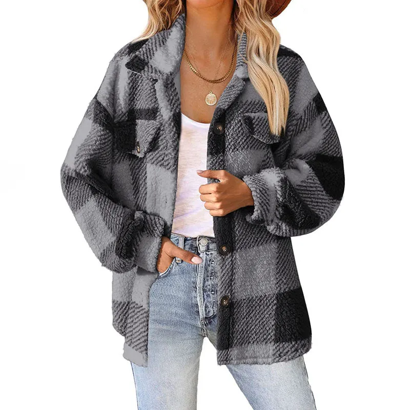 BerryBetty - Casual Warm Plaid Coat