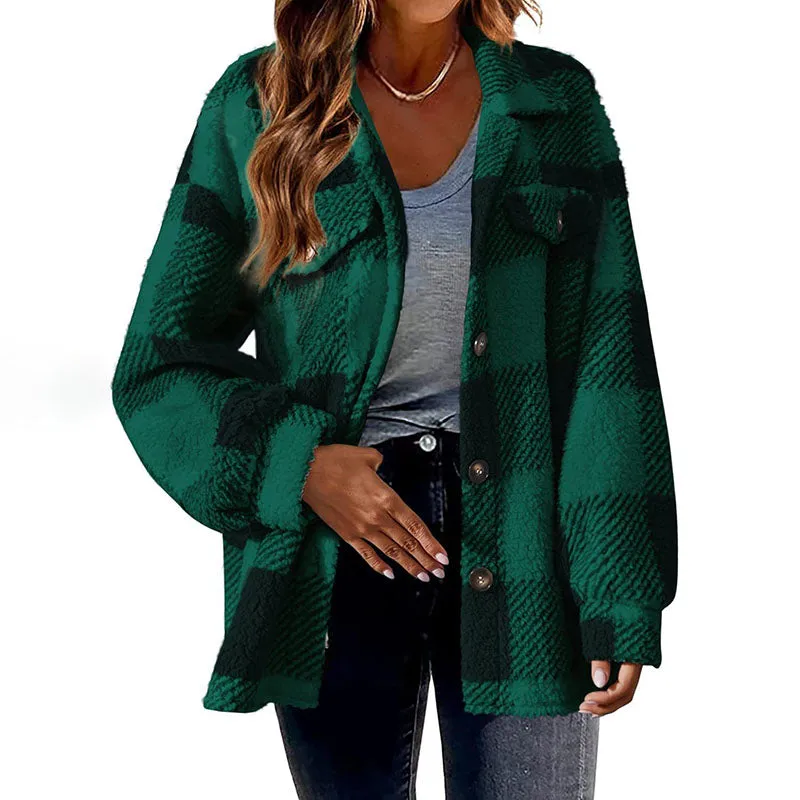 BerryBetty - Casual Warm Plaid Coat