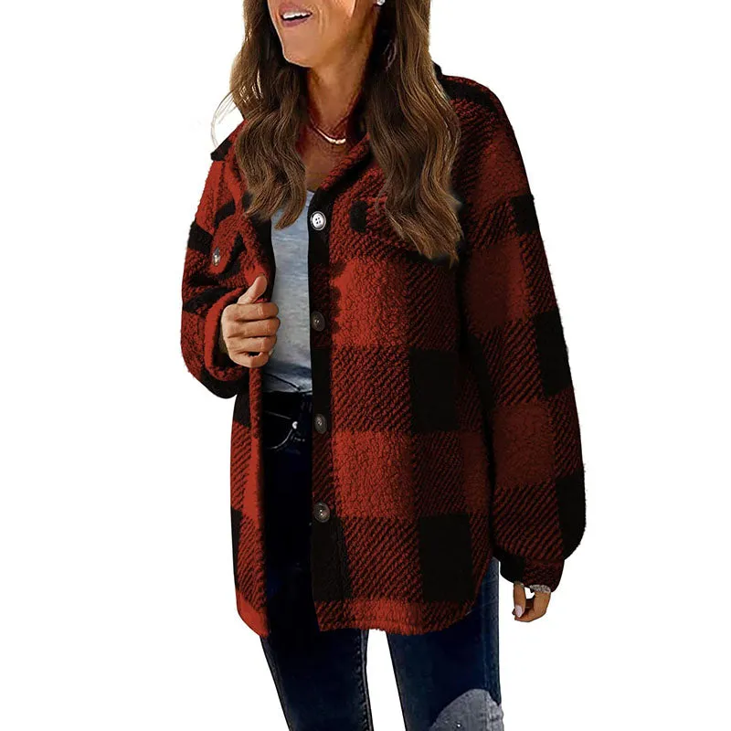 BerryBetty - Casual Warm Plaid Coat