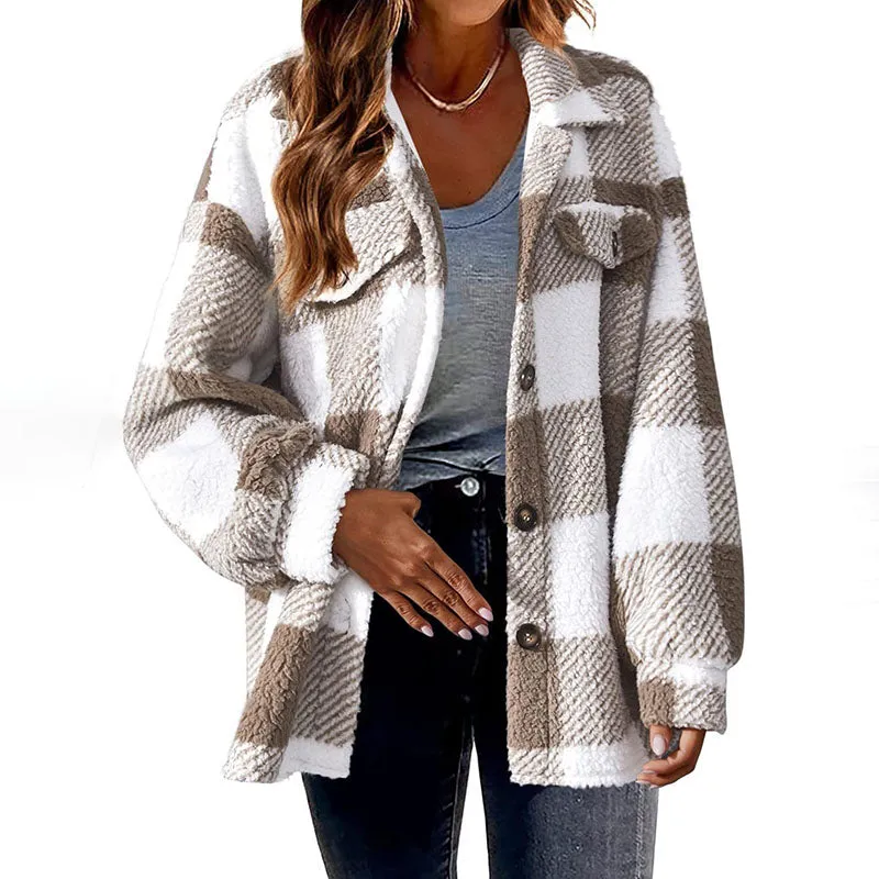 BerryBetty - Casual Warm Plaid Coat