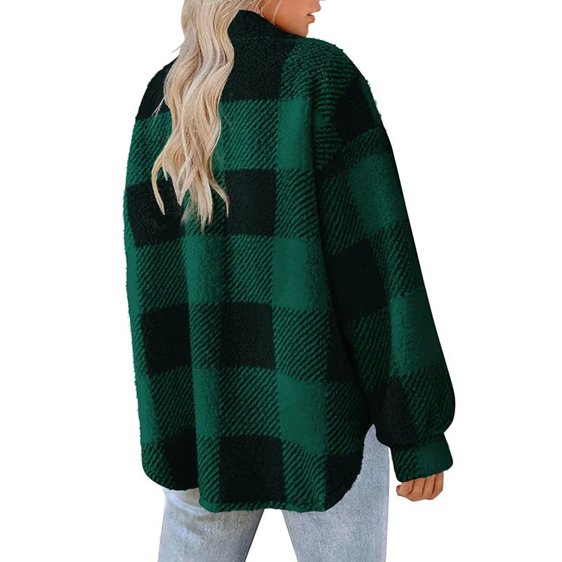 BerryBetty - Casual Warm Plaid Coat