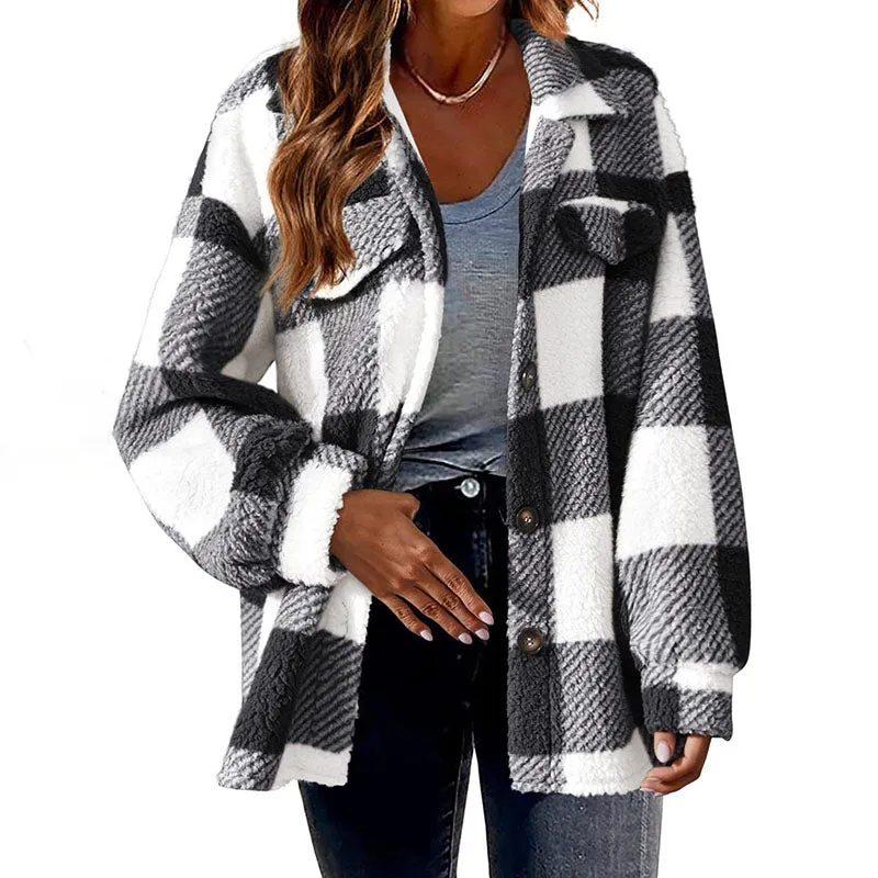 BerryBetty - Casual Warm Plaid Coat