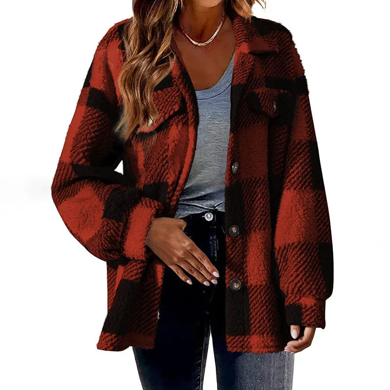 BerryBetty - Casual Warm Plaid Coat