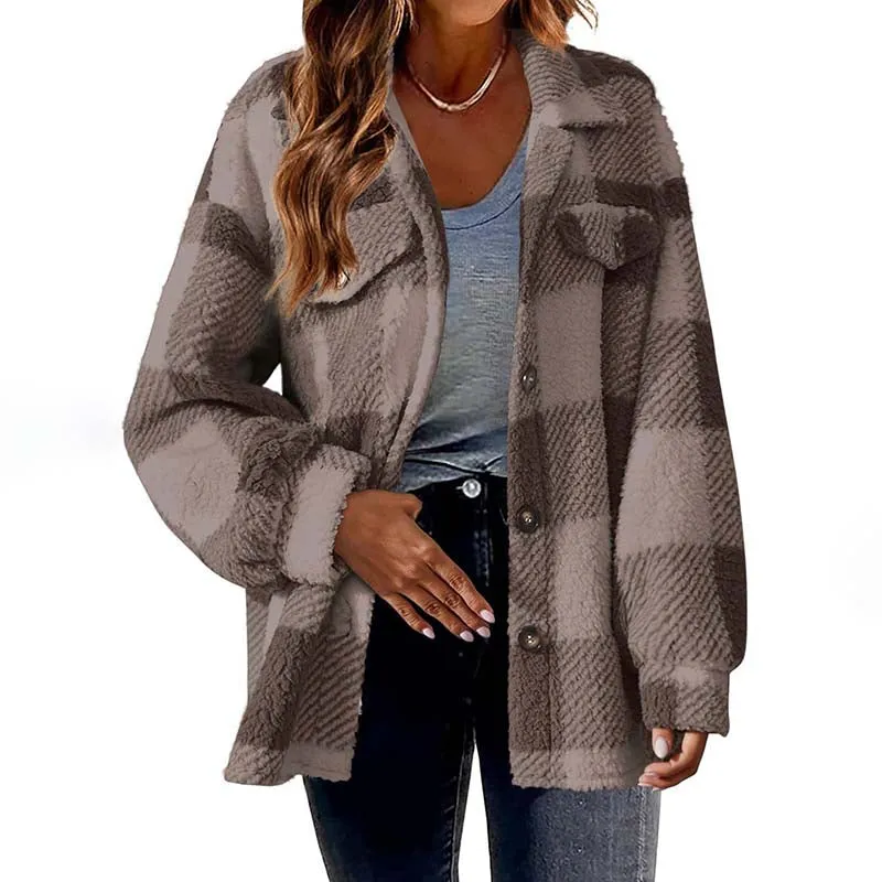 BerryBetty - Casual Warm Plaid Coat