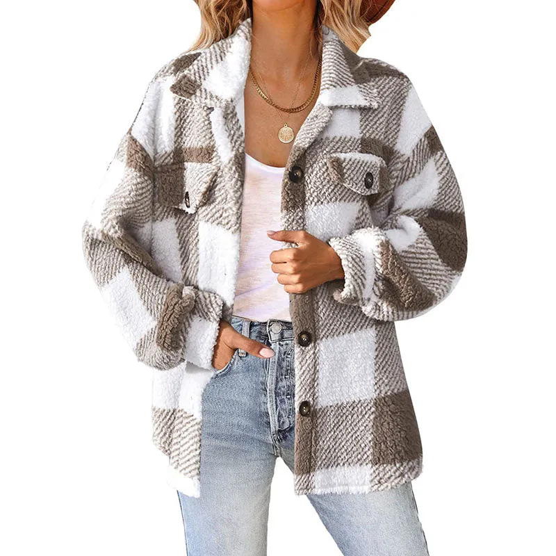 BerryBetty - Casual Warm Plaid Coat