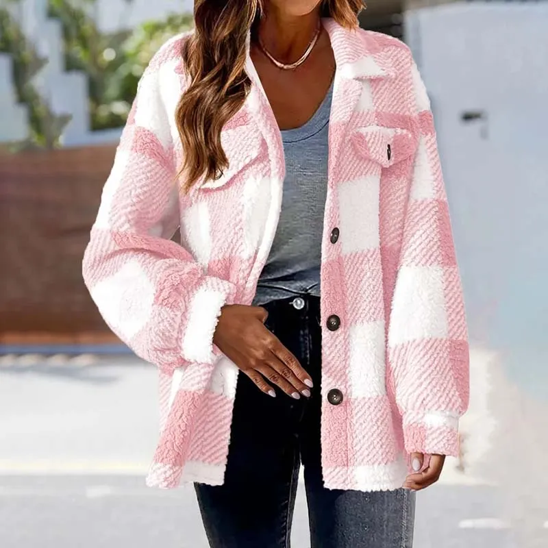 BerryBetty - Casual Warm Plaid Coat