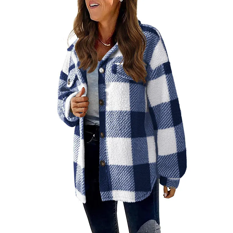 BerryBetty - Casual Warm Plaid Coat