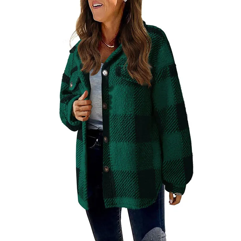 BerryBetty - Casual Warm Plaid Coat