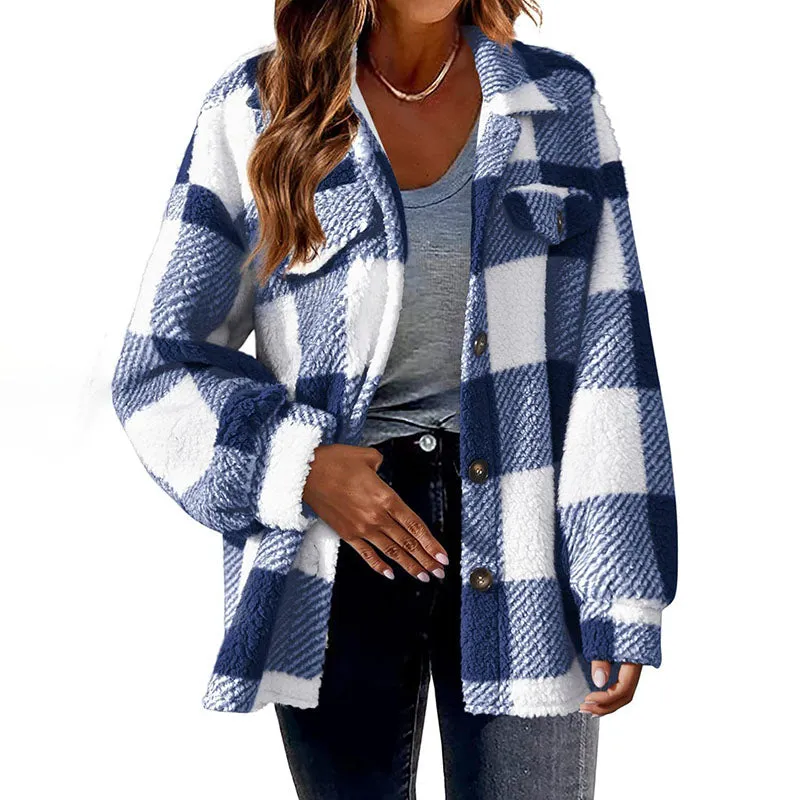 BerryBetty - Casual Warm Plaid Coat