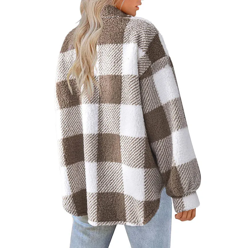 BerryBetty - Casual Warm Plaid Coat