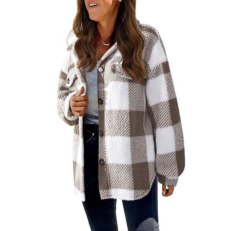 BerryBetty - Casual Warm Plaid Coat