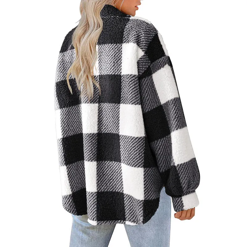 BerryBetty - Casual Warm Plaid Coat