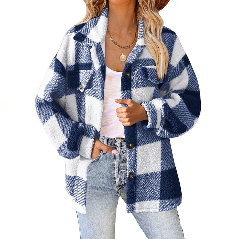 BerryBetty - Casual Warm Plaid Coat