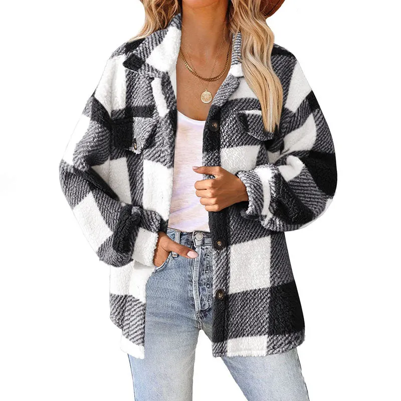 BerryBetty - Casual Warm Plaid Coat