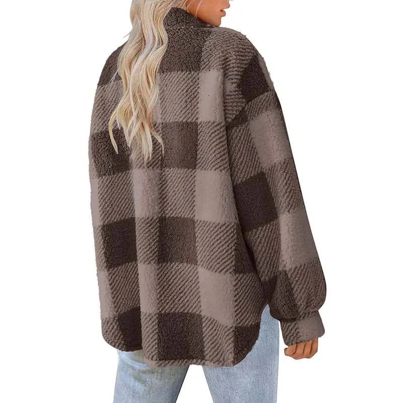 BerryBetty - Casual Warm Plaid Coat