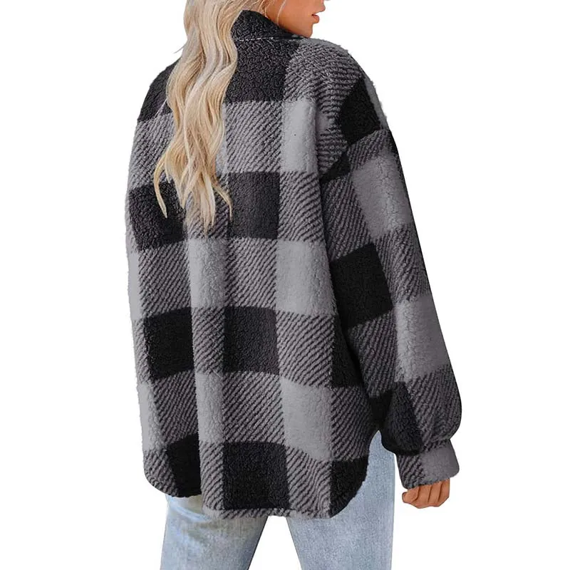 BerryBetty - Casual Warm Plaid Coat