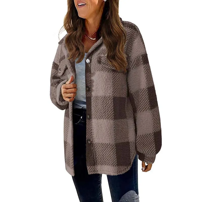 BerryBetty - Casual Warm Plaid Coat