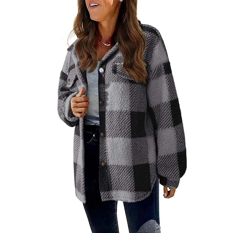 BerryBetty - Casual Warm Plaid Coat