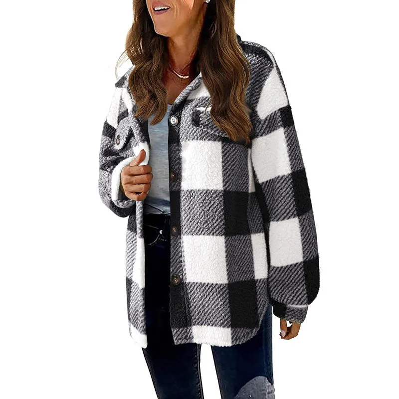 BerryBetty - Casual Warm Plaid Coat