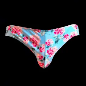 Bikini Brief Flower Pattern Blue by Etseo