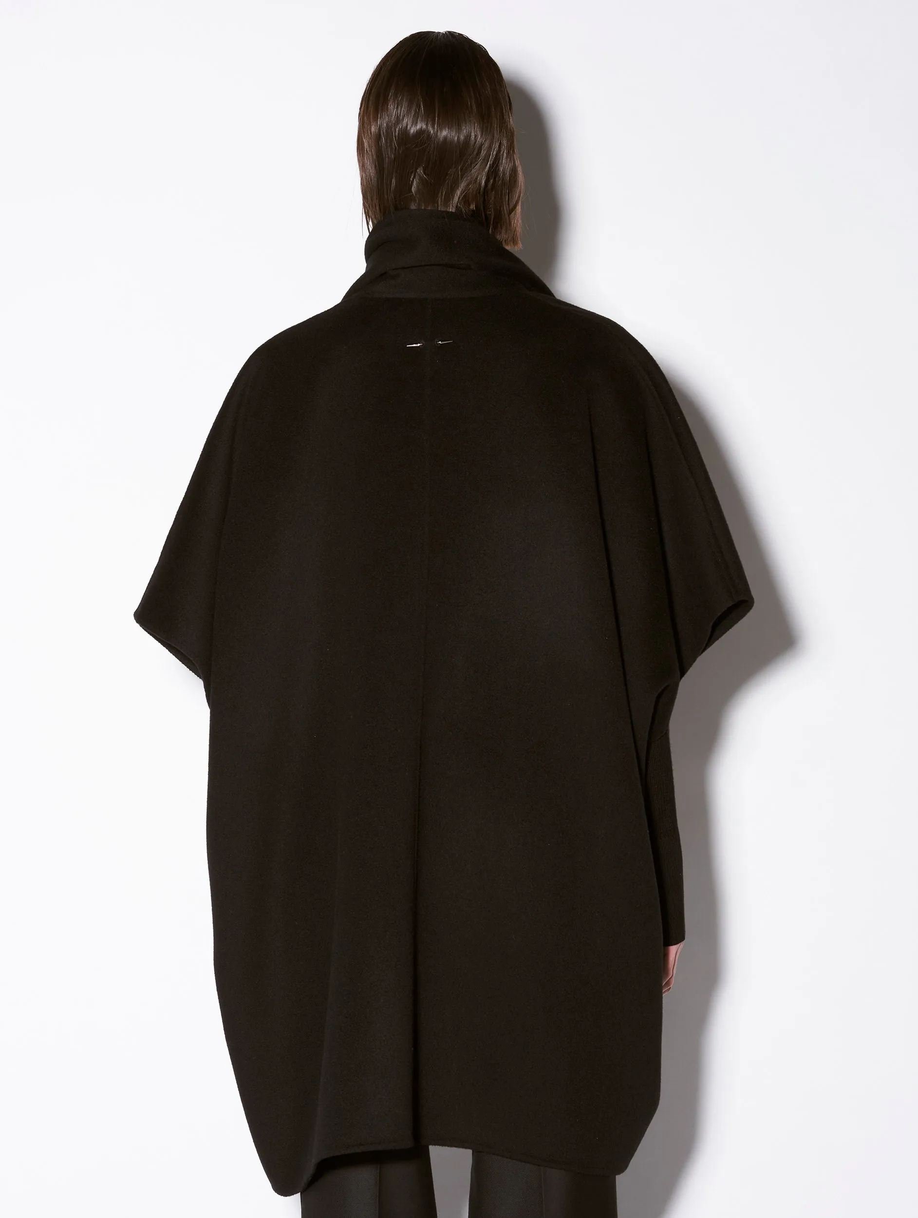 Black double-faced wool cape