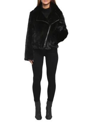 Black Mink Biker Jacket