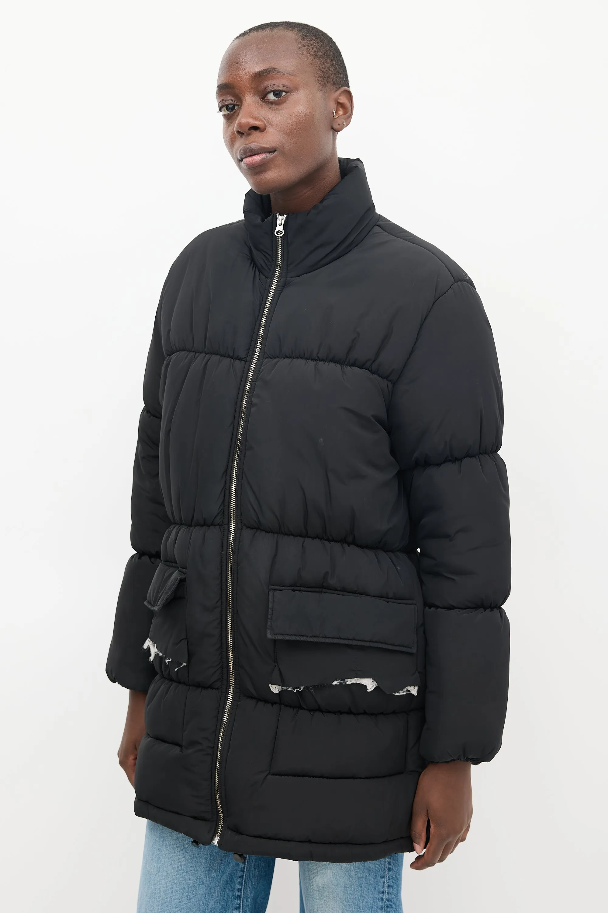 Black Quilted Puffer Coat