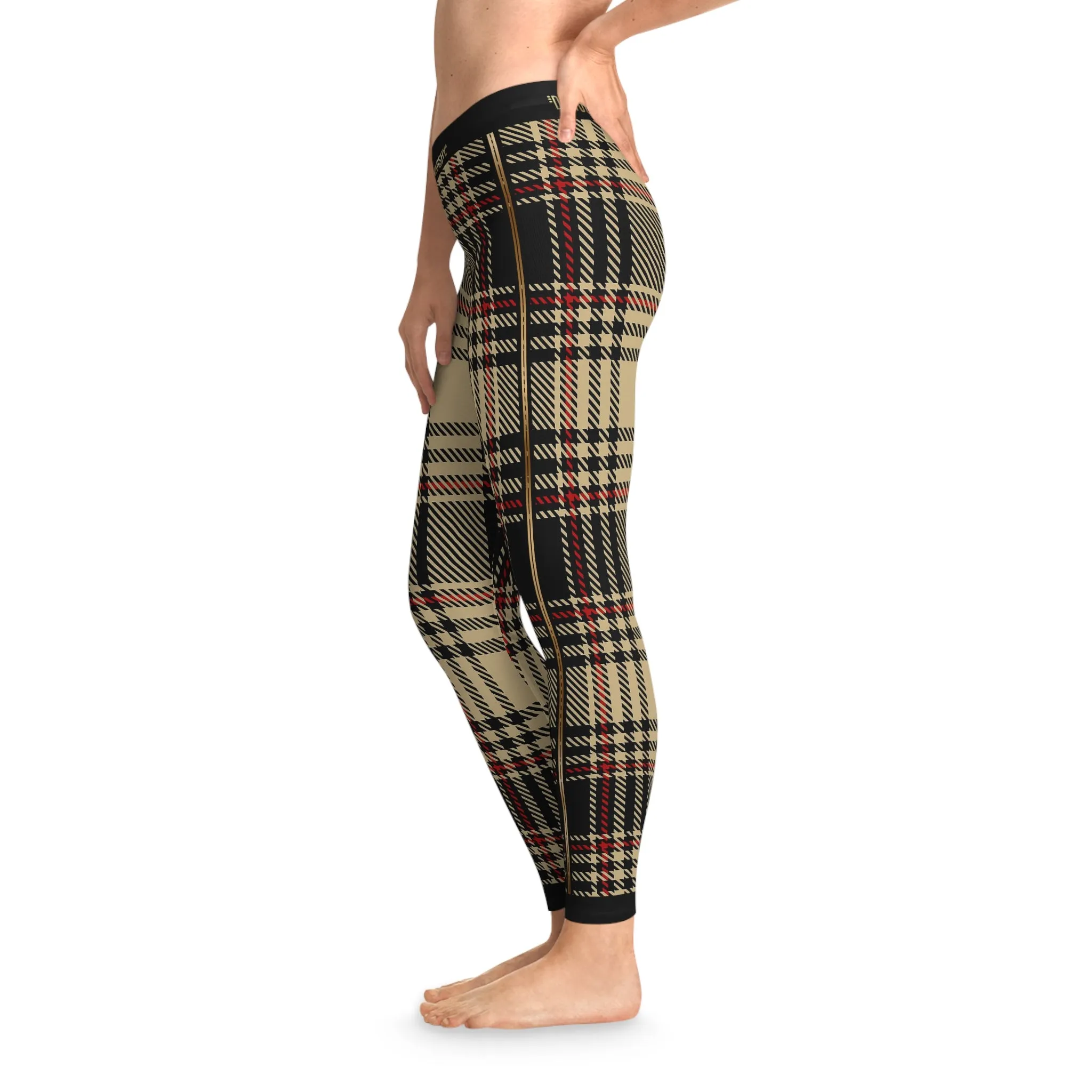 Brown Tartan Plaid Leggings Women Spandex Leggings Casual Wear Leggings Brown Check Leggings Women Lounge Wear