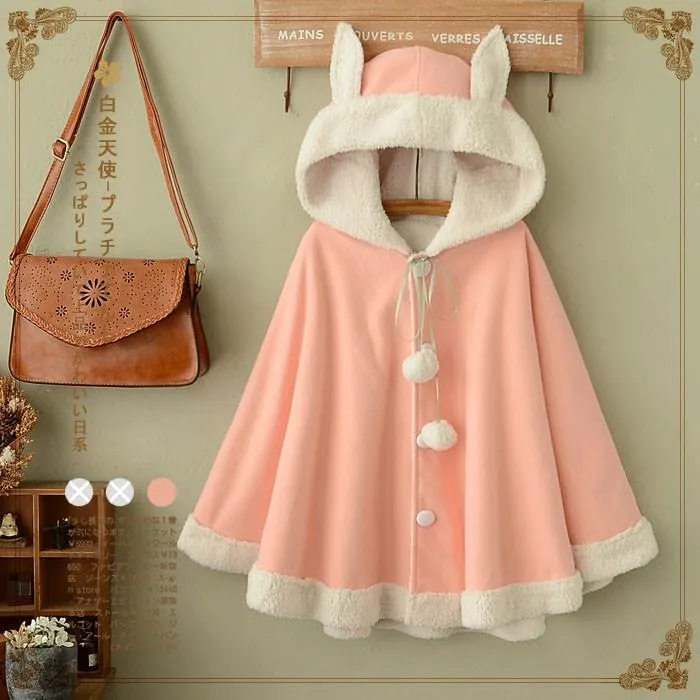 Bunny Ear Hoodie Cape Coat AD10170