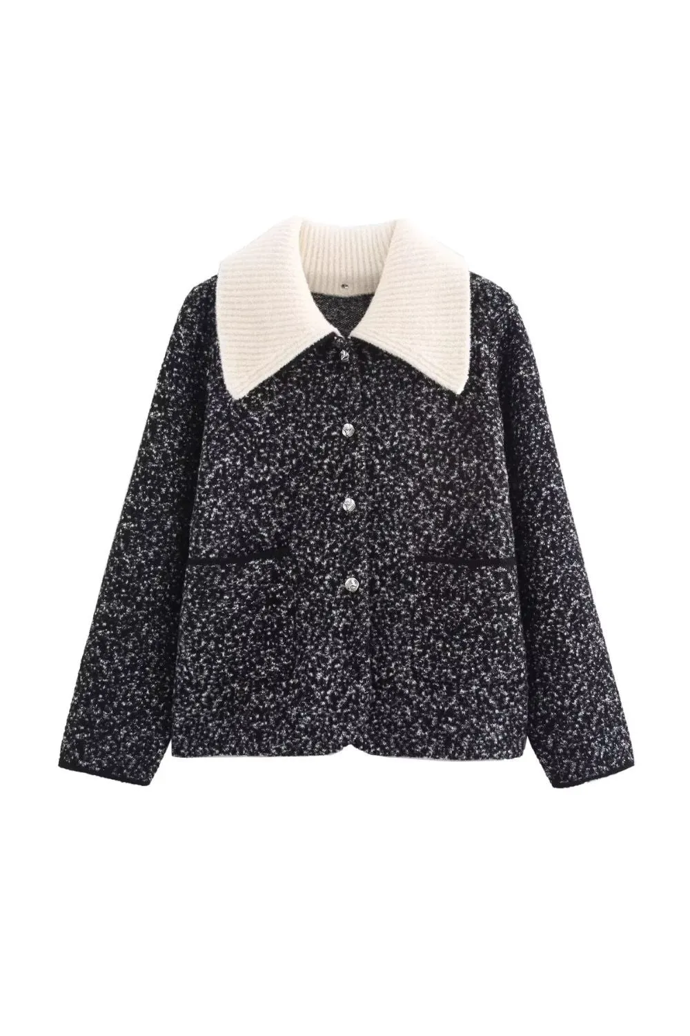 'Camila' Polka Dot Detachable Collar Knit Cardigan