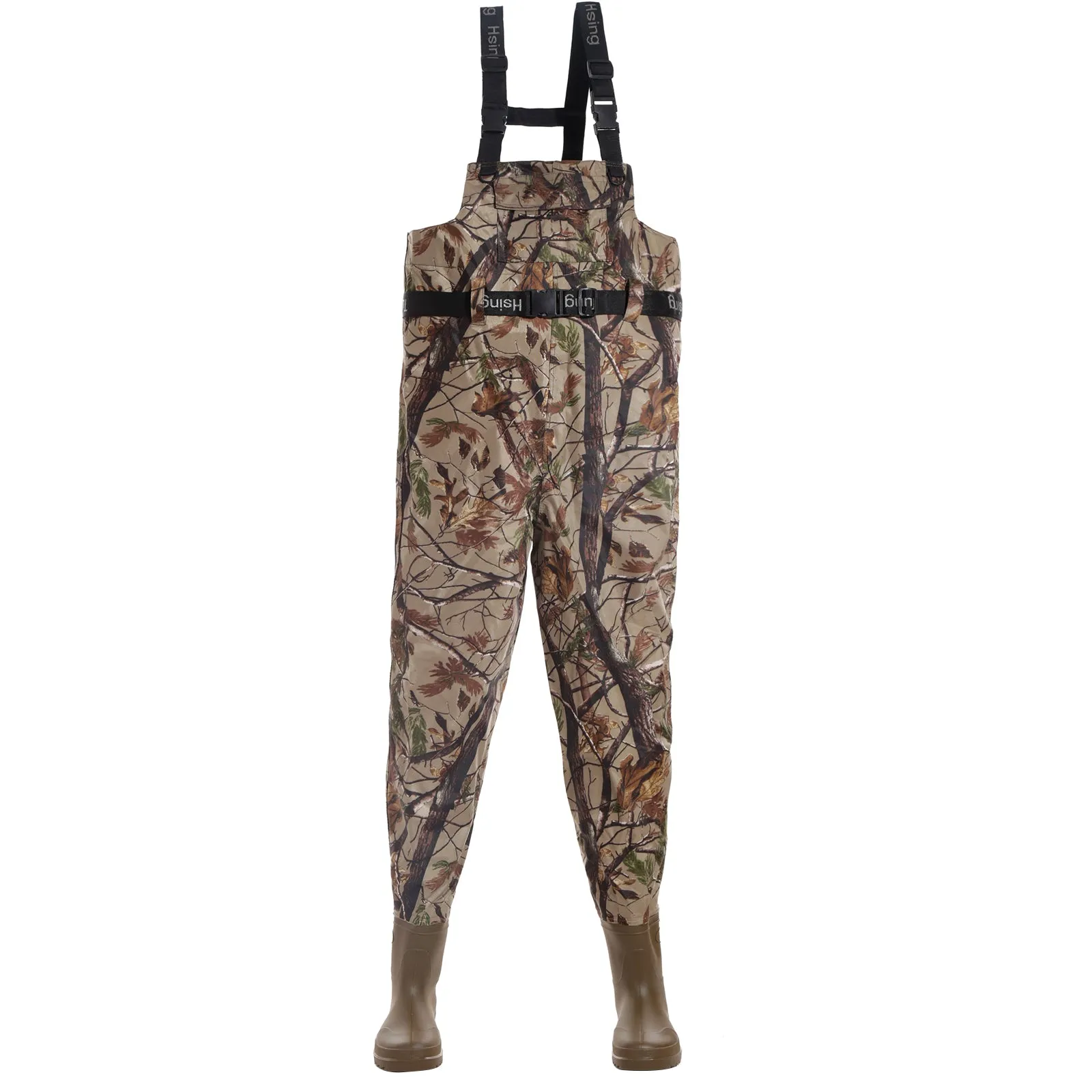 Camouflage Fly Fishing Waders Taiwan 420D Nylon 41-46# Breathable Waterproof Chest Wader Boots Pants