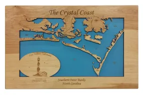 Cape Lookout, Southern Outer Banks, NC - laser cut wood map