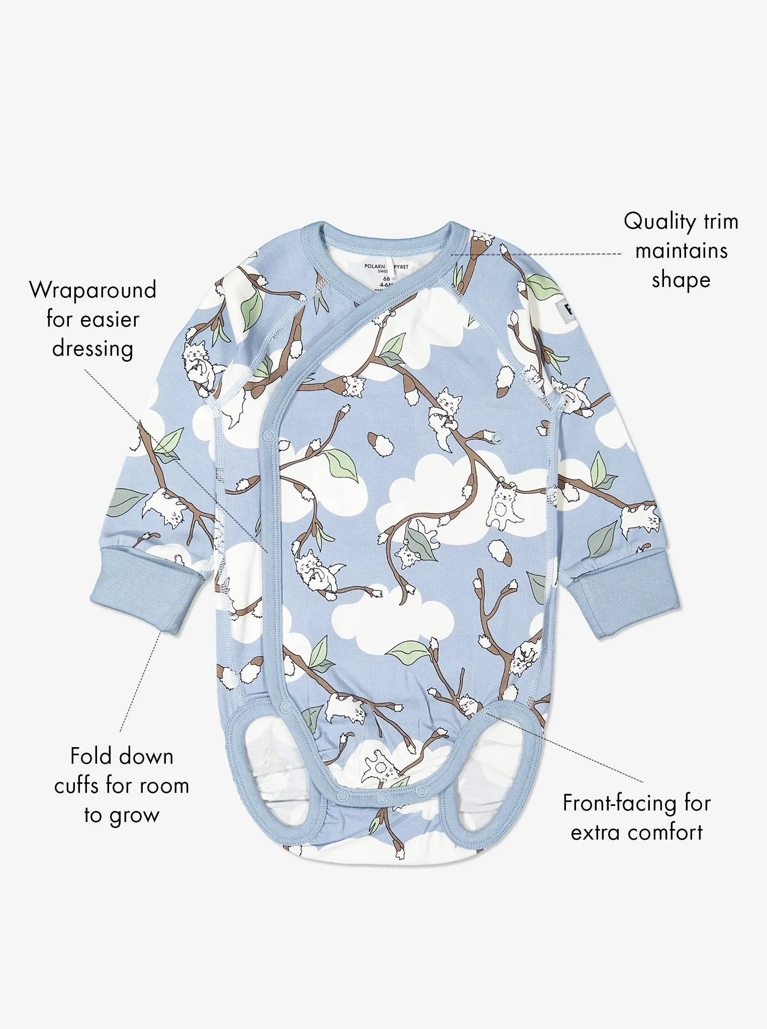 Cat Print Wraparound Babygrow