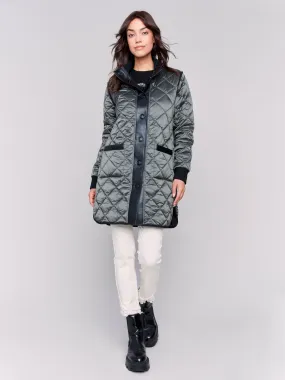 Charlie B Reversible Long Quilted Puffer