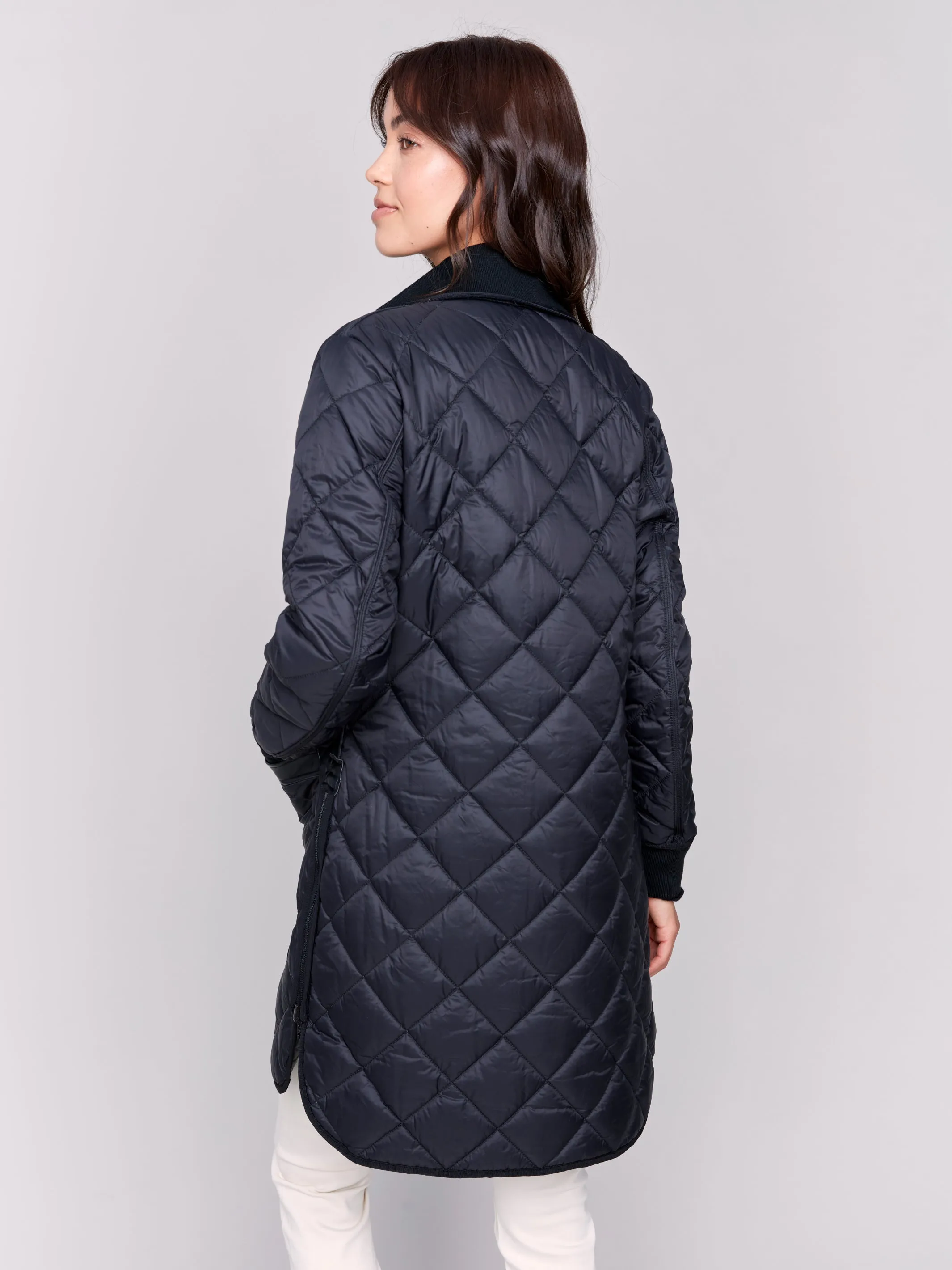 Charlie B Reversible Long Quilted Puffer