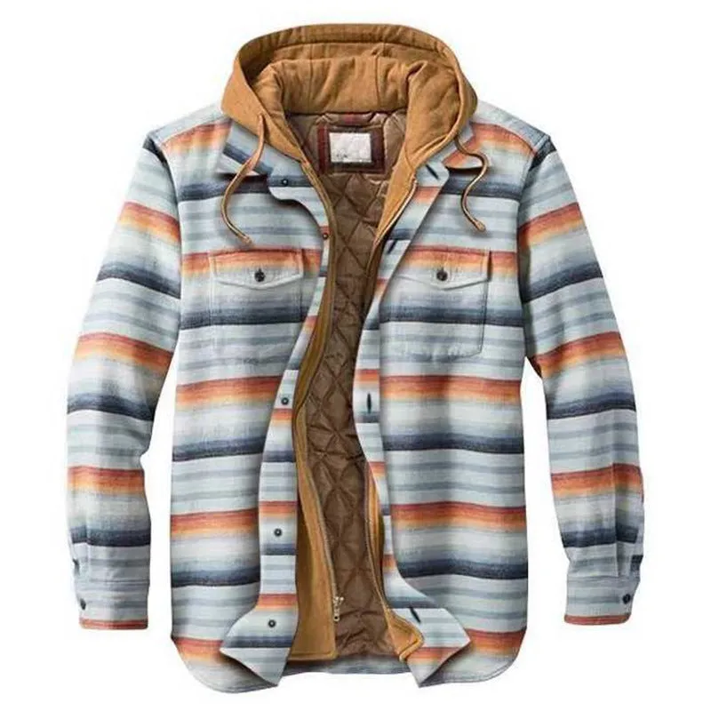 CLASSIC PLAID PRINTED COTTON JACKET HOODED SHIRT JACKET