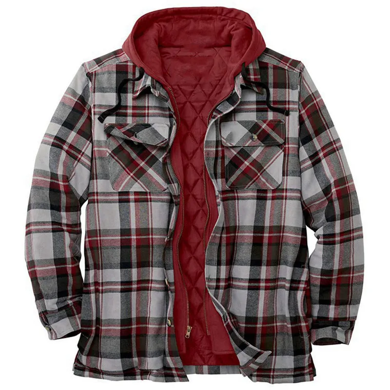 CLASSIC PLAID PRINTED COTTON JACKET HOODED SHIRT JACKET