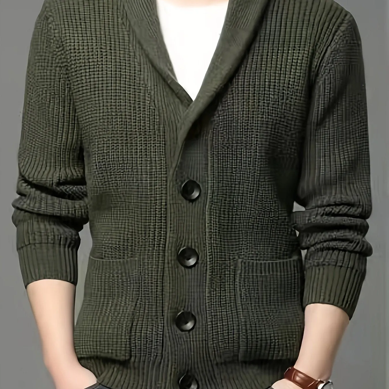 Comfy Long Sleeve V-Neck Knitted Cardigan with Pockets - Soft Stretchy Fabric, Button Down Design, Old Money Style - Perfect for Spring and Fall Seasons